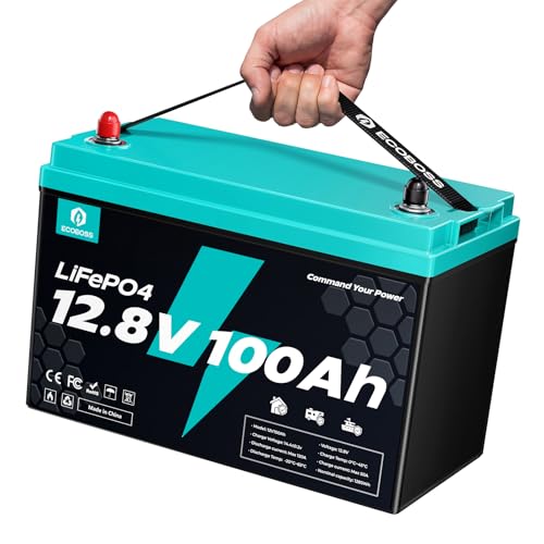 ECOBOSS 12V 100Ah LiFePO4 Battery Group 31, 1280Wh Deep Cycle Lithium Battery, 120A BMS, 15000+ Cycles, Low-Temp Cutoff Protection, Lithium Battery for RV, Marine, Trolling Motor, Solar, Off Grid
