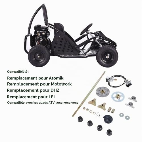Kit D'assemblage D'essieu Arrière en Direct Go Kart 29 Pouces, Chaîne de Pignon, Disque de Frein, étrier de Roue, Moyeux de Remplacement pour ATV Quads