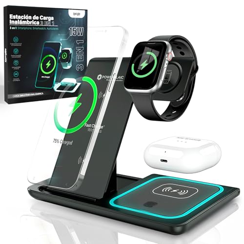 KRUGGALOO® Super Cargador Inalámbrico 3 EN 1 | Cargador inalámbrico lPhone | Cargador inalámbrico Samsung | estacion de Carga | lPhone 17 16 15 14 13 12 11 Pro MAX | Cargador 3 en 1 Premium