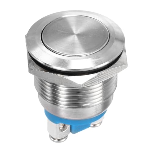 DMiotech 19mm / 3/4 Stainless Steel Momentary Push Button Switch Flat Head 250V Silver Shell with Screw Foot 1NO for Car Boat Systems Custom Setups