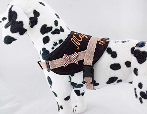Hundegeschirr S M L XL XXL Brustgeschirr mit Wunsch Namen bestickt Braun für kleine mittelgroße und große Hunde