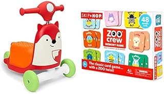 Skip Hop Zoo Pre-School Toy Collection Holiday Gift Bundle: 3 in 1 Fox Scooter, Zoo Crew Memory Game