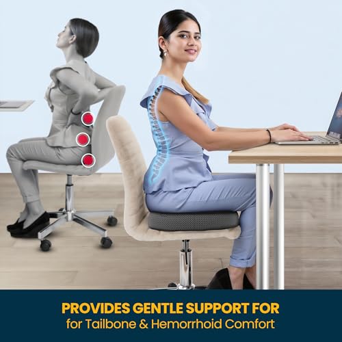 Image of Orista Memory Foam Donut Cushion for Sitting | Orthopedic Seat Cushion with Breathable Black & Grey Mesh Cover | Coccyx Tailbone Pressure Relief Cushion for Office Chair Car & Home