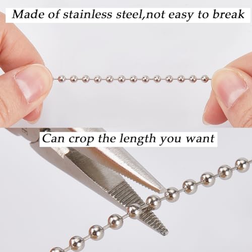 Image of GORGECRAFT 4Pcs Ceiling Fan Pull Chain Extenders Decorative Frosted Bulb and Fan Light Pull String Chain Set Beaded Ball Extension Pendant for Ceiling Fan Lamp and Bulb Platinum