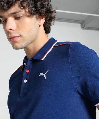 Image of Puma Men Tipped Collar Pure Cotton Regular Fit Polo Shirt