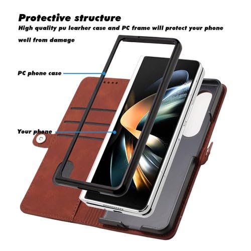 Étui de protection Samsung Galaxy Z Fold 4 marron idéal pour le bureau et les voyages - 3