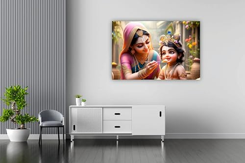 Paper Graphic Word Yashoda Maiya Krishna Animated Hd Poster For Living Room, Bedroom, Office Bal Krishna Printed 300 Gsm Unframed Wall Poster (Multicolour, 12 X18 Inch)