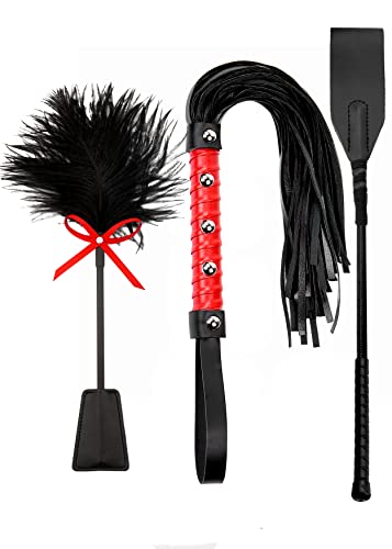 MALINERO Whip French Tickler Leather Whip Feather Tickler Whip for Couples