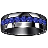 foreverjewelryhub 14K Black Gold Plated 925 Sterling Sliver Round Cut Created Blue Sapphire 9-Stone