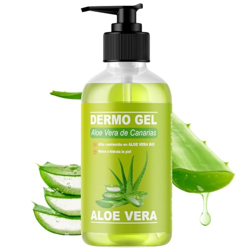 QKnatur - ALOE VERA DE CANARIAS BIO DERMO GEL - Hydratant naturel - Idéal pour les peaux irritées après l'épilation et le rasage, les coups de soleil et...