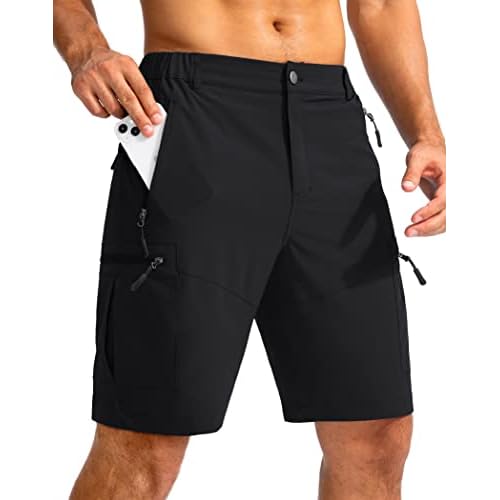 Pudolla Men’s Hiking Cargo Shorts 9″ Lightweight Outdoor Work Shorts for Men Travel Golf Camping Casual with 5 Zipper Pockets