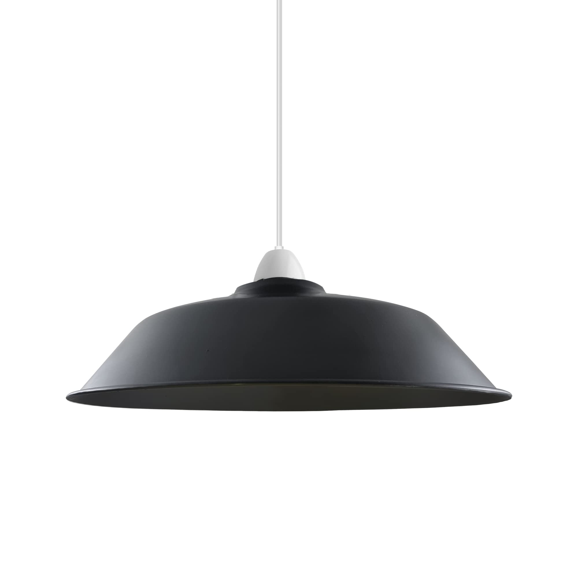 Ledsone Black 1Pcs Retro Style Metal Easy Fit Ceiling Pendant Light Shade, 26Cm Industrial Vintage Look Lamp Shade (Free Reducer Plate)