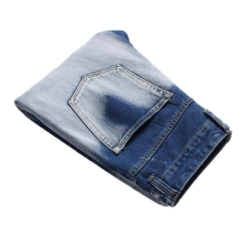 Ripped Jeans Men Slim Fit Straight Leg Denim Pants Stretch Mens Lounge Patchwork Style3