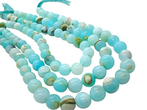 Peruvian opal beads bleu aqua pierre naturelle sérénité