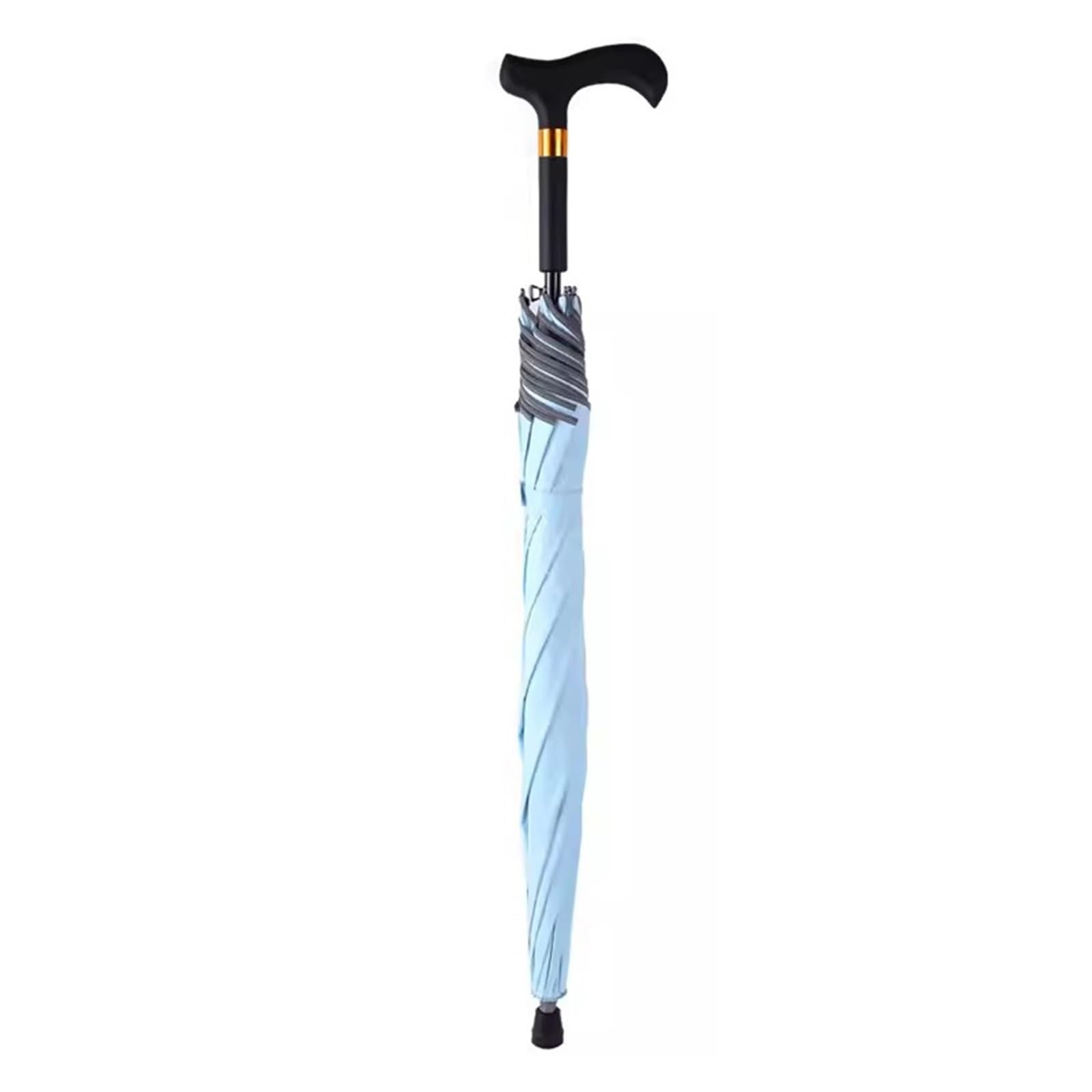 Parasol, kijki do chodzenia, parasol, 2 w 1, podróżny, z laską, wiatroodporny, lekki, męski, damski(Light Blue)