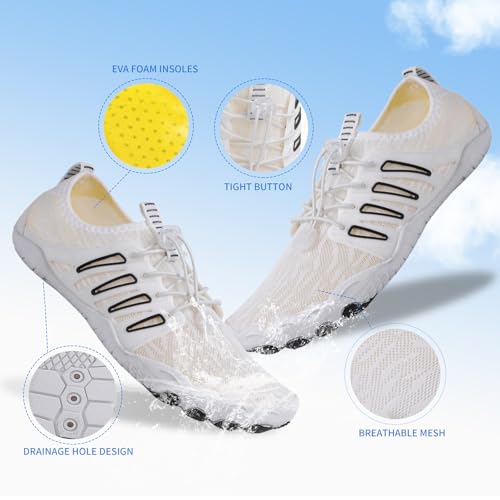 Image of SIOSNETA Hike Barefoot Shoes for Women Men, Breathable Non-Slip Athletic Footwear, Wide Toe Water Shoes for Hiking, Non-Slip Neuropathy Shoes for Women Men, Grounded Comfort wear White Black