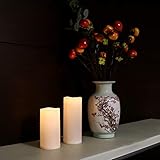 Eldnacele Wasserdichte Flammenlose Kerzen mit Fernbedienung/Timer-Funktion, Batteriebetriebene Große Flackernde LED-Säulenkerzen für Outdoor Garten Laternen Dekoration(Weiß,10cm x 20cm/25cm)