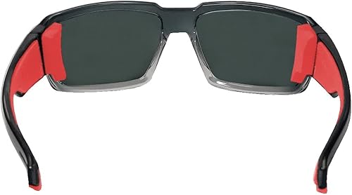 Miniatura 3 de BOMBER Gafas de sol de seguridad para hombre, ANSI Z87, 2 tonos humo con lente espejo rojo BG104RMRF