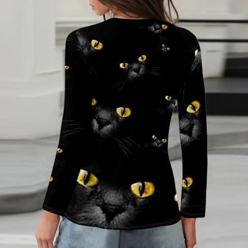 Halloween Shirts for Women Long Sleeve Plus Size Fashion Crewneck Comfortable Tshirts Halloween Costumes for Women
