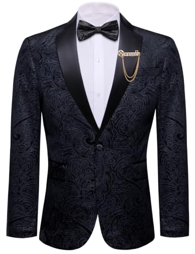 Image of Barry.Wang Velvet Mens Blazer Mardi Gras Sport Coat Brooch Regular Fit Tuxedo Peaked Lapel Suit Jacket Carnival Parade