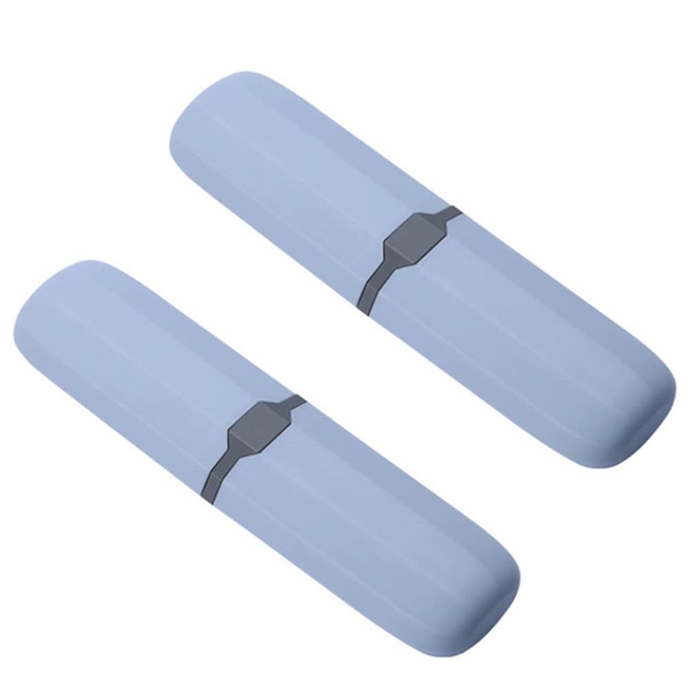 Hndhbfgrt 2X Travel Toothbrush Case Stretchable Toothpaste Holder Container Anti Bacterial Adjustable Box Blue