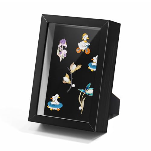 Black Lapel Pin Display Case 4x6 Shadow Box Frame for Walls and Desktops Shadow Box for Pins Enamel Pin Display FrameBlack4X6 1 Pack