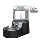 Sfozstra Gravity Water Bowl Dispenser : Automatic 5L Black Cat Stainless Steel Feeder Without Filters for Pets Indoor/Outdoor by Owners