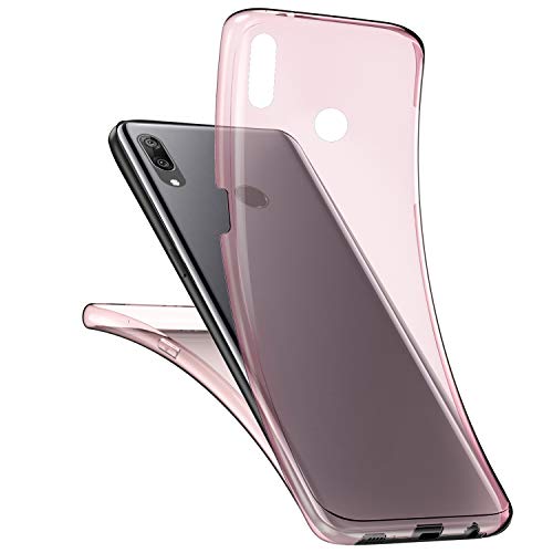 Rann.Bao Compatible with Huawei Y9 2019 Full Body Silicone Case Transparent Soft Bright Cover in TPU 360 Degree Protection Ultra Slim Shell Scratchproof Shockproof Flexible Protective Bumper,Rose Gold