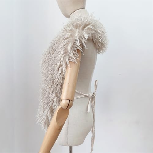 Women's Faux Fur Vest Tie Backless Halter Sleeveless Fuzzy Tank Top Back Tie Lace Up Shaggy Waistcoat4
