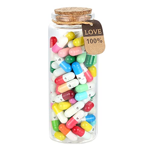 MUSHENJI 101PCS Cute Capsule Message Love Letters Plastic Capsule Love Letters in Wish Bottle,Lover...