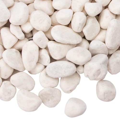 Image of 18 Pounds Decorative Pebbles, White Stones, White River Rock, Natural Aquarium Gravel, Garden Decor Rocks