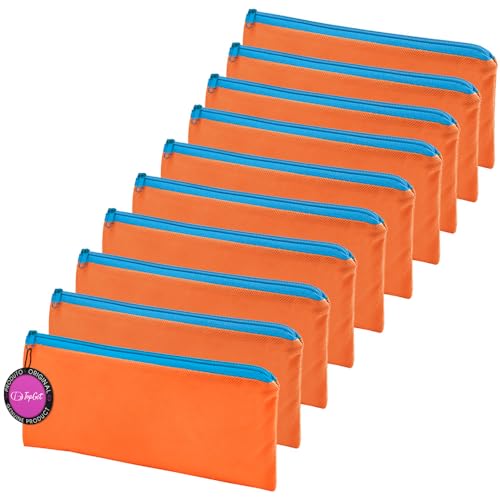 Kit 10x Estojo Escolar em TNT Premium 21x11cm Figi TopGet (Laranja)
