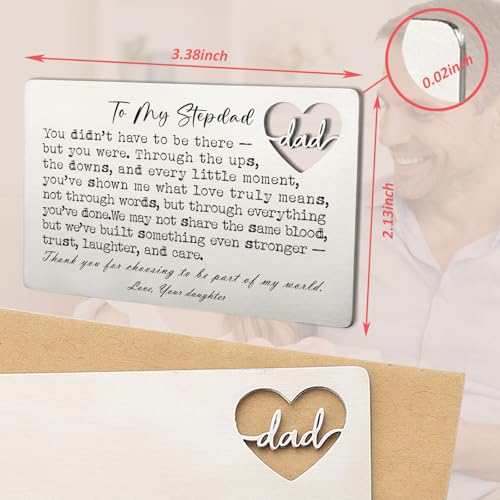 Image of YODOCAMP Stepdad Appreciation Wallet Card, Thank You Gift from Daughter, Encouraging Greeting Card for Stepfather, Family Gratitude Message, Pocket Size Appreciation Card QBK20
