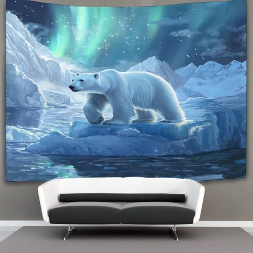 Tapisserie murale ciel étoilé kaiyun ours polaire tissu 180x230cm