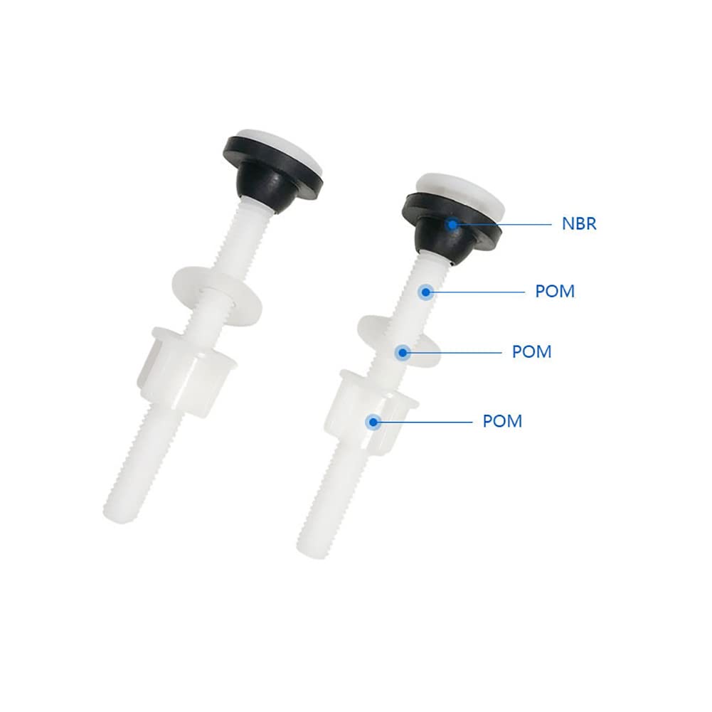 Paquete de 4 tornillos para tanque de inodoro, plástico, cabeza hexagonal, 3/8" x 4", calidad residencial, ideal para reparaciones de tanques de inodoro