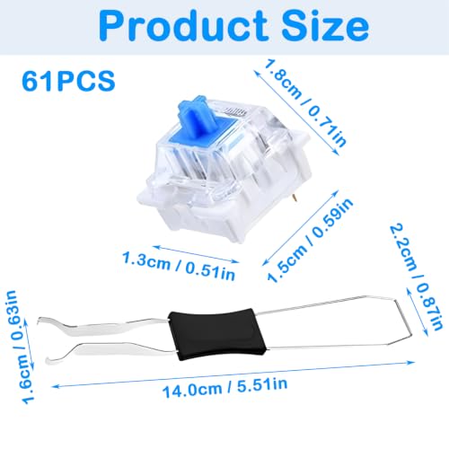 Image of costume Keycaps Blue Switch Mechanical Keyboard Set, 61-Piece Key Caps Replacement Tools, for Mechanical Keyboard Beginners and PC Gaming Enthusiasts, Compatible with RGB Lighting Customization