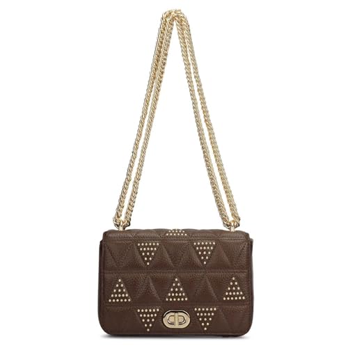 Image of Da Milano Leather Shoulder Bag for Women - Brown (00378OL)