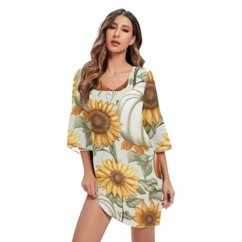 Robe courte d'été légère contre la chaleur : manches 3/4 et motif floral