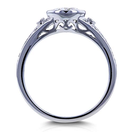 Kobelli Round Moissanite Bezel Vintage Style Engagement Ring 1 CTW in 14k White Gold4