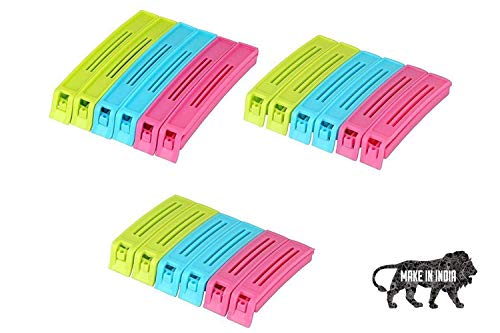 Image of Success Stationery (Set of 18 Pcs X 4 72 Pcs) - Home Kitchen Plastic Food Snack Bag Pouch Clips for Packet Sealing Tools 3 Size Large Medium Small Items Bag Clips Vacuum Sealer (Multi Color Set)