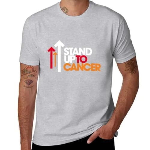 RDBGHAUK Stand Up to Cancer T-Shirt Sweat Shirt top Men's Cotton t-Shirt Grey M