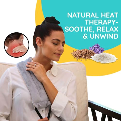 Versatile Microwavable Heating Pads for Neck Pain Relief, Back Pain, and Shoulder Pain Relief - Microwave Heating Pad for Cramps and Muscle Relief, Hot and Cold Reusable Pad - 1 Pack - Lavender Scent - Thumbnail 6