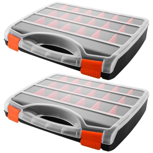 YOUNTHYE Lot de 2 boîtes de rangement pour petites pièces avec rabat transparent - Rangement des outils pour vis