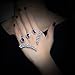 dnswez Blue Rhinestone CZ Cubic Zirconia Adjustable Multiple Finger Ring Palm Cuff Handlet for Women Silver Tone