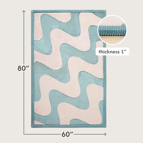Image of Hakuna Matte CloudRise Baby Play Mat for Floor 60 inch x 80 inch Waves | Coral Velvet high-density foam Rug for Crawling & Cozy Play - Non-Slip, Water-Resistant, Easy-CareTummy Time Mat