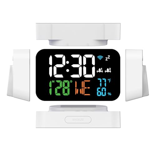Digital Clock Alarm Clock WiFi Clock with Temperature Humidity,Calendar,Week,Accurate time,Snooze,12/24 H,Clock for Living Room,Office,Adults,4 Level of Brightness,Bedroom Clock White - Image 2