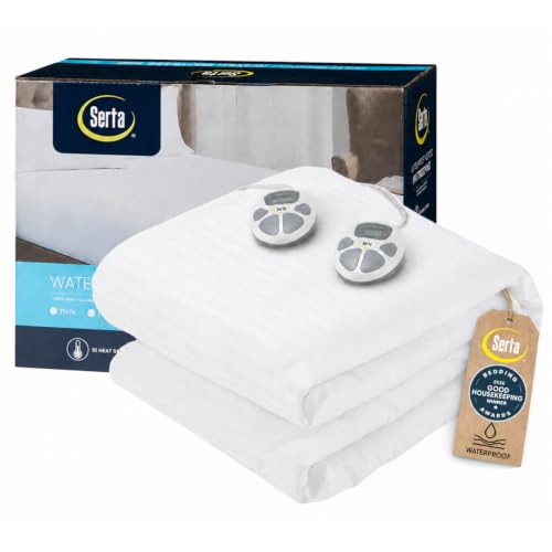 Serta Waterproof Heated Mattress Pad with Deep Pocket, Dual...
