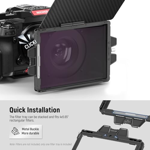 NEEWER Mini Matte Box with a 4"x5.65" Filter Tray, Carbon Fiber Flag, 4 Circular Lens Ring Adapters (67/72/77/82mm), Compatible with SmallRig Compatible with K&F Compatible with TIFFEN Filter, PG002 by NEEWER - Image 2