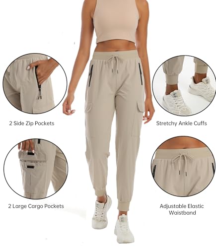 Womens Cargo Pants with Pocket Quick Dry Workout Athletic Joggers Drawstring Travel Casual Outdoor Camping Hiking Pants4
