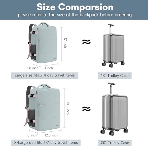 Image of Taygeer Carry On Backpack for Women, TSA Approved Personal Item Backpack | Cute Daypack with 17.3 inch Laptop Compartment for Hiking Outdoor, Underseat Travel Bag with Multiple Pockets, Powder Blue